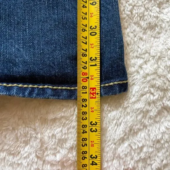 Y2k True Religion Rainbow Joey Jean 30 Blue Flare USA Flap Pocket Stitched - Picture 10 of 12